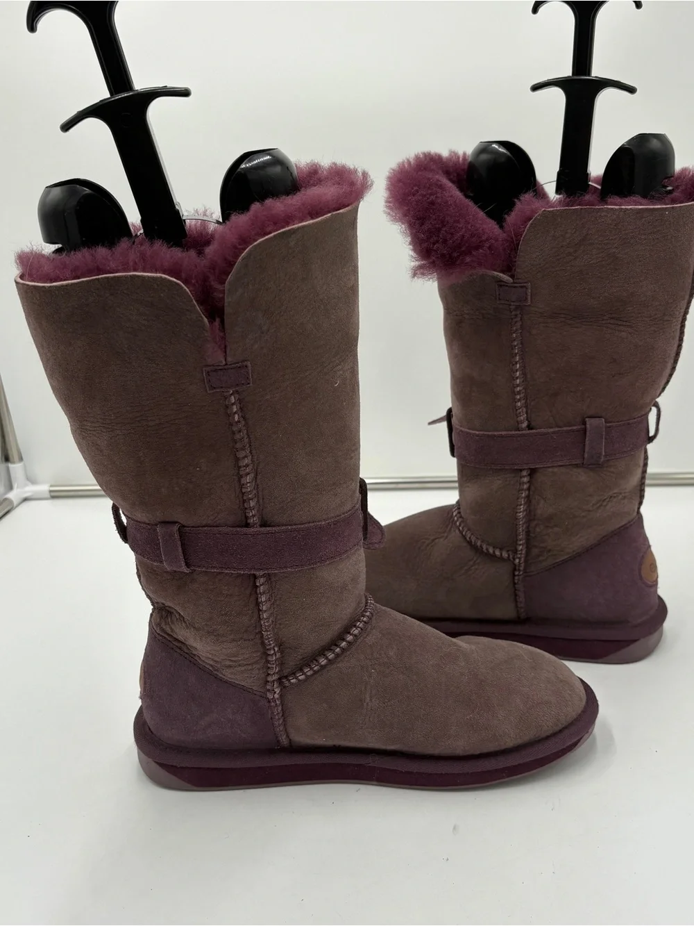Emu Australia Purple Suede Shearling Tall Knee High Winter Boots Buckle Womens 7